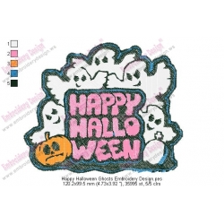 Happy Halloween Ghosts Embroidery Design